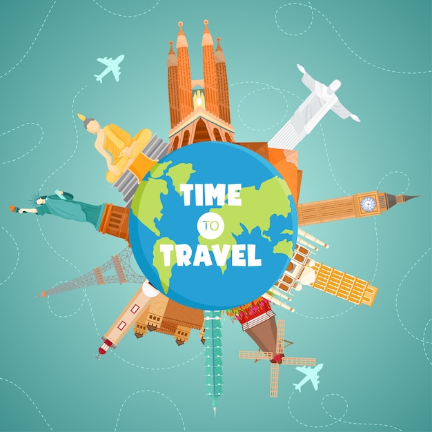 Travel by airplane. World Travel. Planning summer vacations. Tourism and vacation theme.