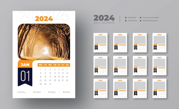 Travel calendar template for 2024