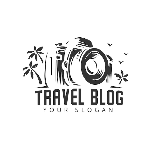 Travel camera photography logo icon vector template