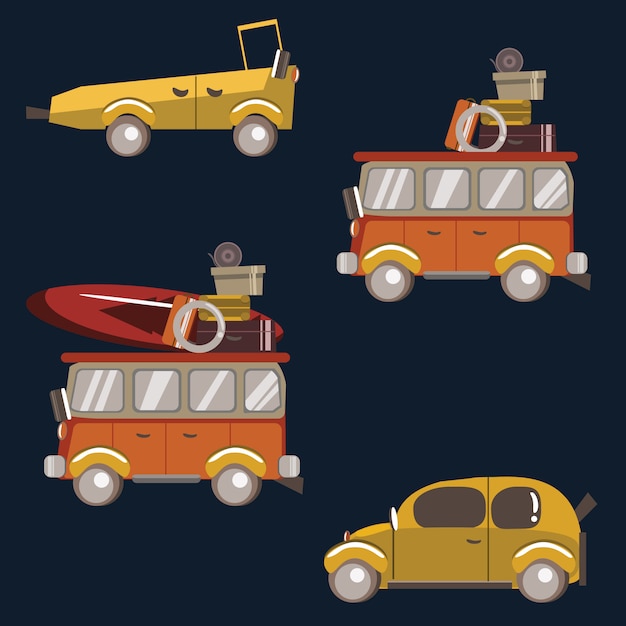 travel car set vector illustration 