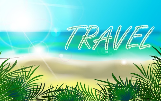 Travel card poster summer palm sun beach