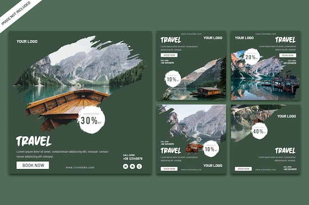 Vector travel concept instragram social media post template collection