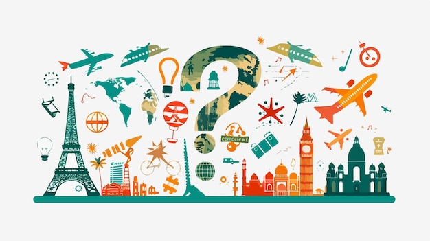 Vector travel destination options with tourism icons