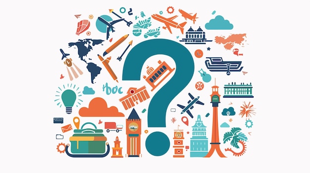 Vector travel destination options with tourism icons