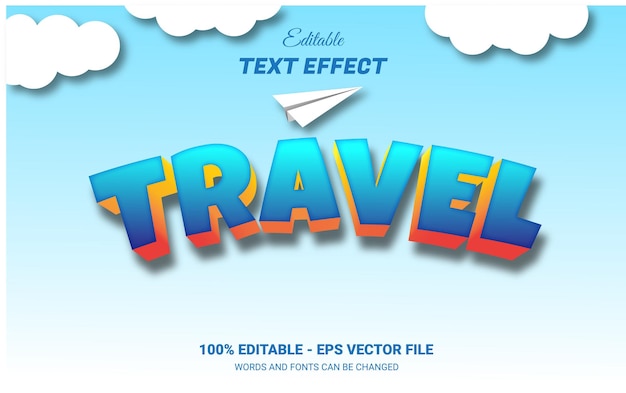 travel editable 3d text effect