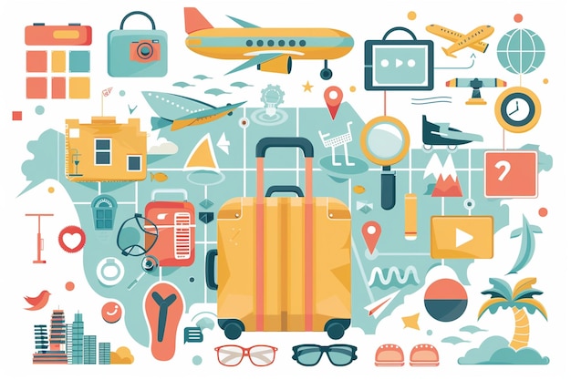 Vector travel elements illustration flat