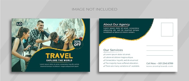 Travel Explore the world Post card Design Template