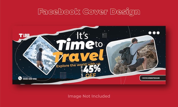 Vector travel facebook cover design template