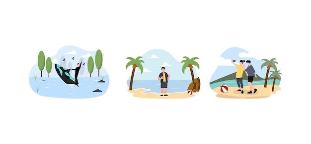 Travel Flat Bundle Design Illustration