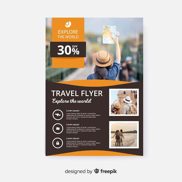 Travel flyer template with photo and details