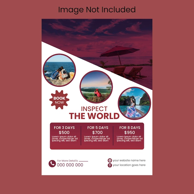 Travel flyer template with photo