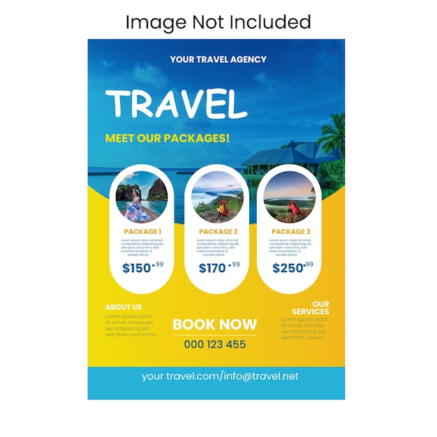 Travel flyer template with photo