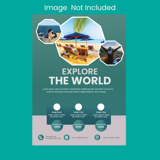 Travel flyer template with photo