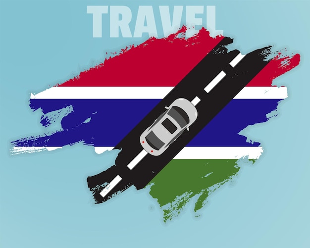 Travel to Gambia by car going holiday idea vacation and travel banner concept