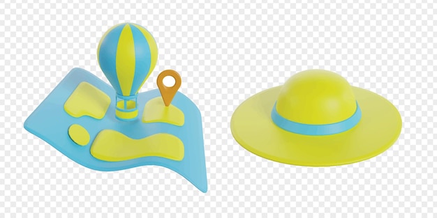 Travel holiday 3d icons render clipart