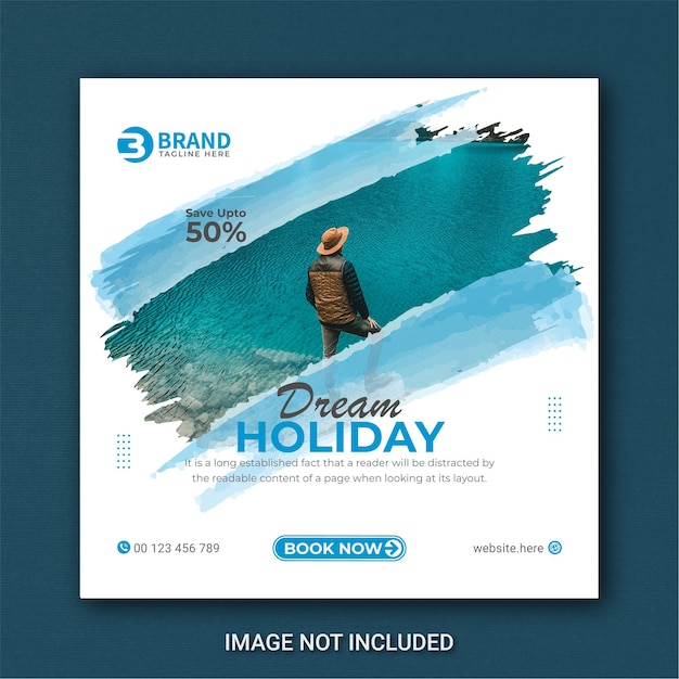 Travel holiday banner for social media instagram post  template