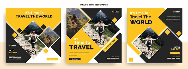 Travel holiday Explore world Instagram post or social media post template