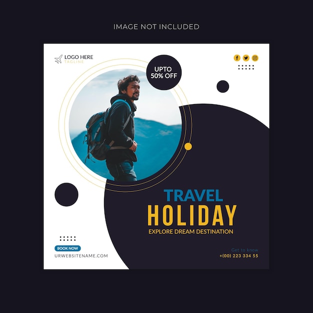 Travel holiday instagram post or social media post template