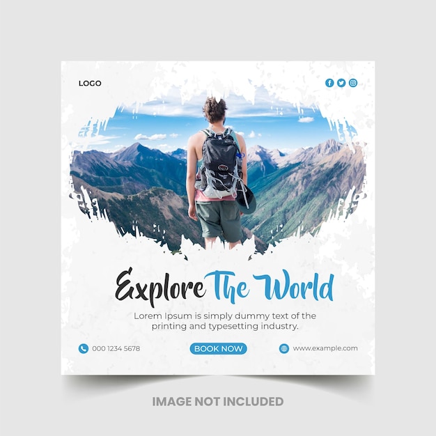 Travel holiday for social media instagram post banner template