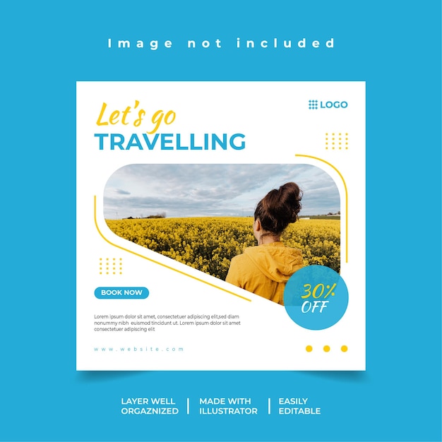 Travel holiday vacation flyer social media post banner template premium vector