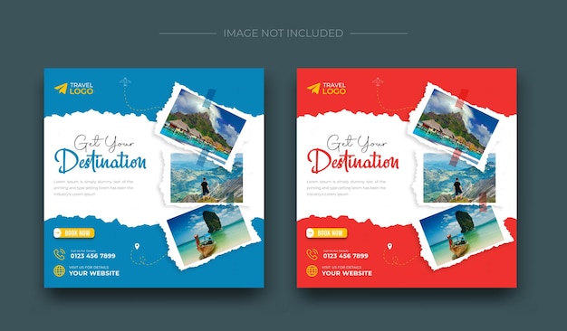 Travel holiday vacation instagram and social media banner post template