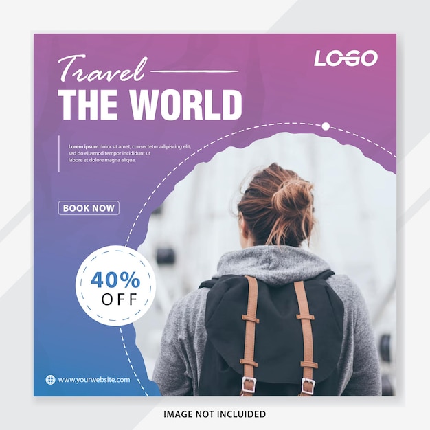 Travel holiday vacation social media post template