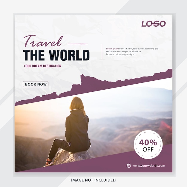 Travel holiday vacation social media post template