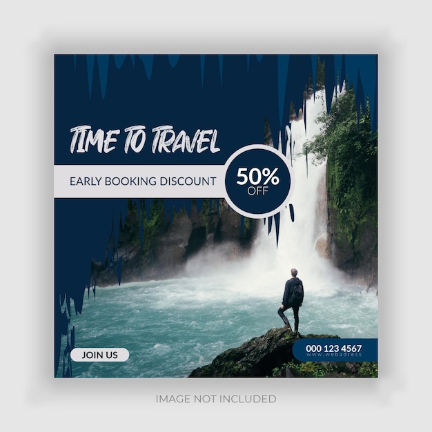 Travel holiday vacation social media post web banner Premium Vector