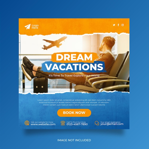 Travel holiday vacation social media post web banner