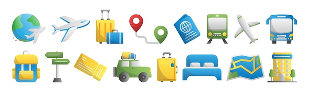 Travel icon set design template vector illustration