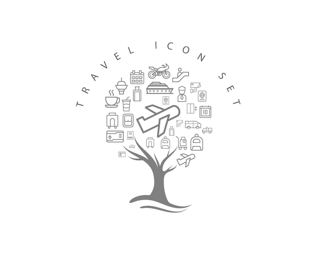 Travel icon set on white background Premium Vector