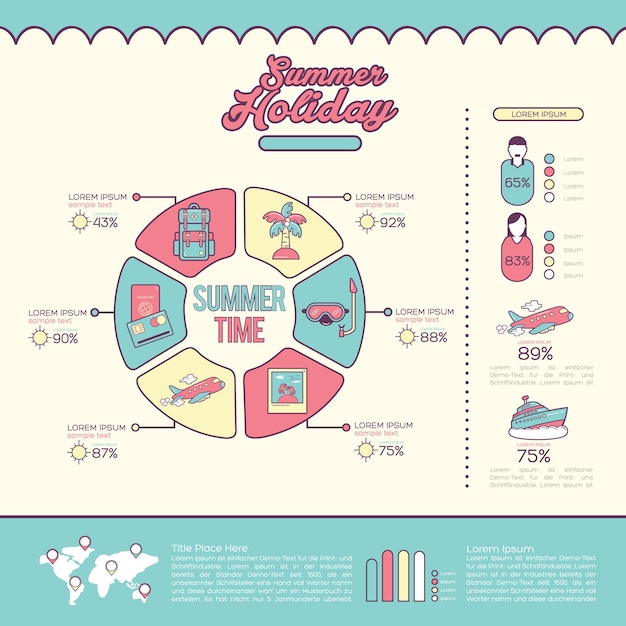 Travel Infographics - info poster, brochure cover template layout with flat design icons