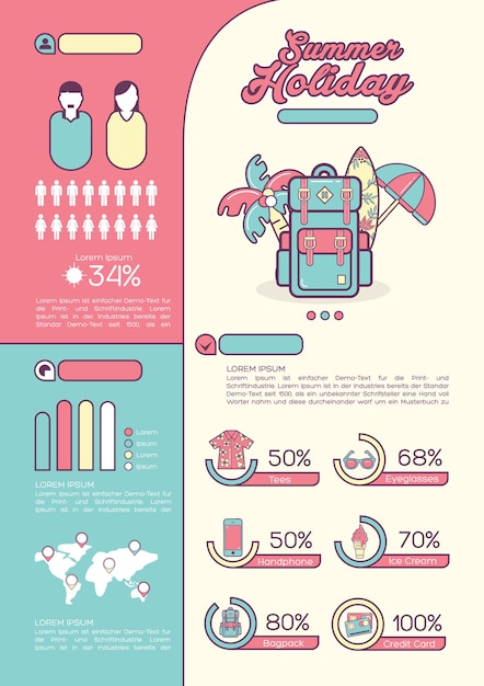 Travel Infographics - info poster, brochure cover template layout with flat design icons