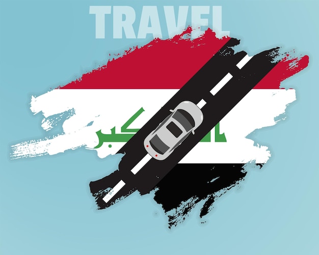 Travel to Iraq by car going holiday idea vacation and travel banner concept