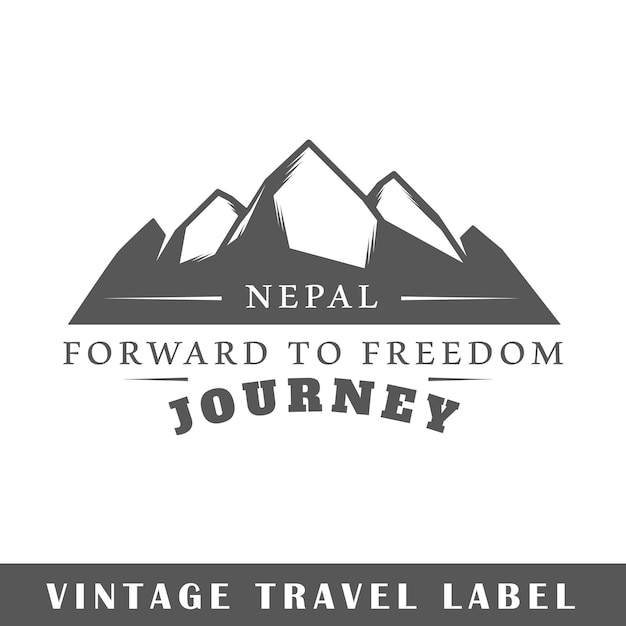 Travel label isolated on white background