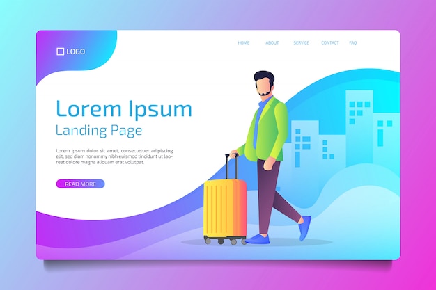 Travel landing page in flat style