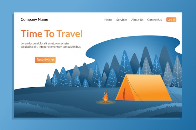 Travel landing page template for outdoor activity.