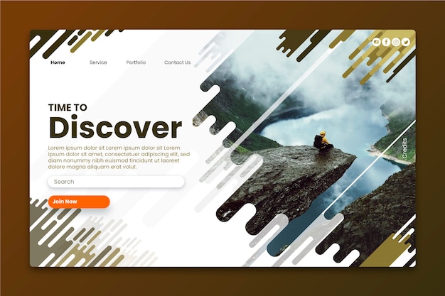 Travel landing page with photo