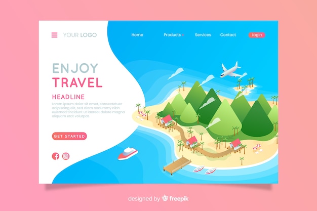 Vector travel landing page