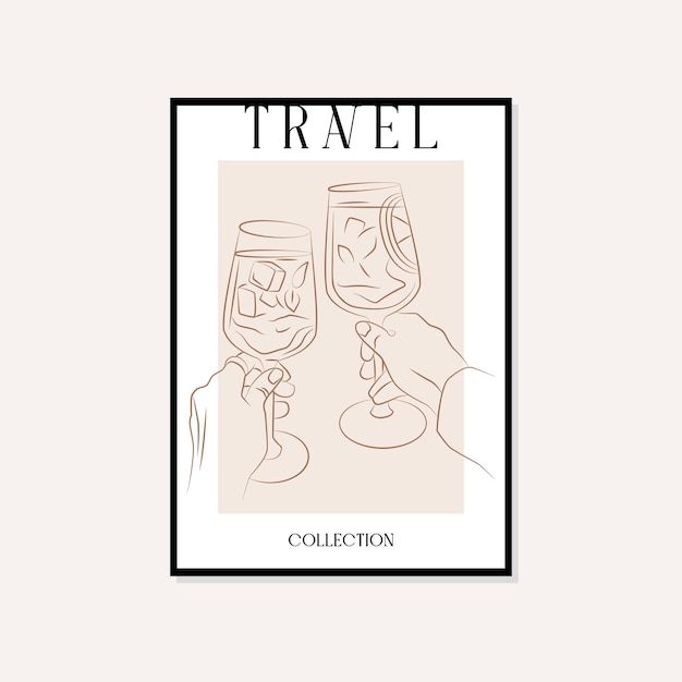 Travel and landmarks minimal illustration vector wall art poster design