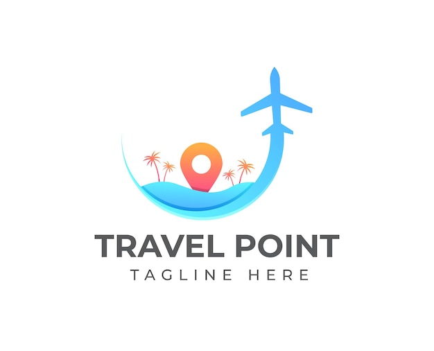 Travel logo template with plane symbol