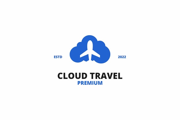 Travel logo with plane and cloud design