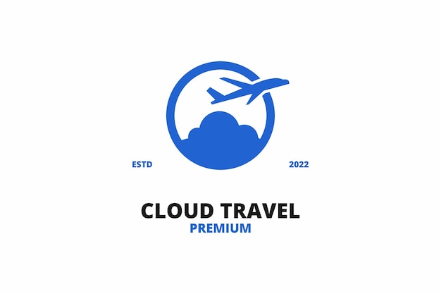 Travel logo with plane and cloud design