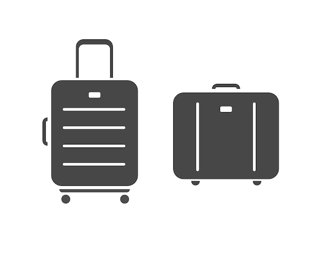 Travel luggage bags icon or baggage suitcases pictograms isolated on white