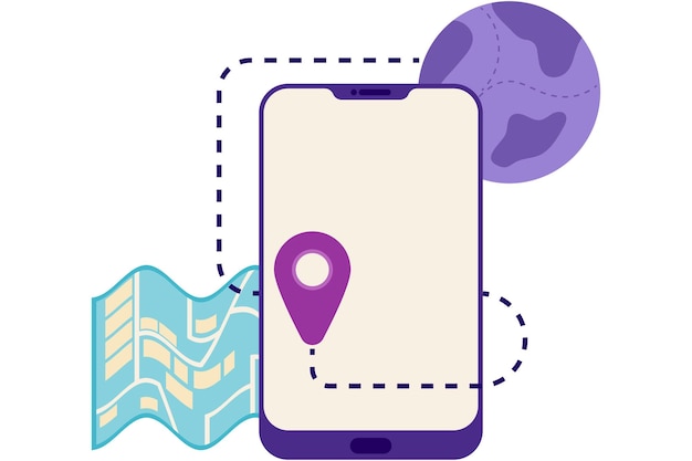 Vector travel map application on smartphone