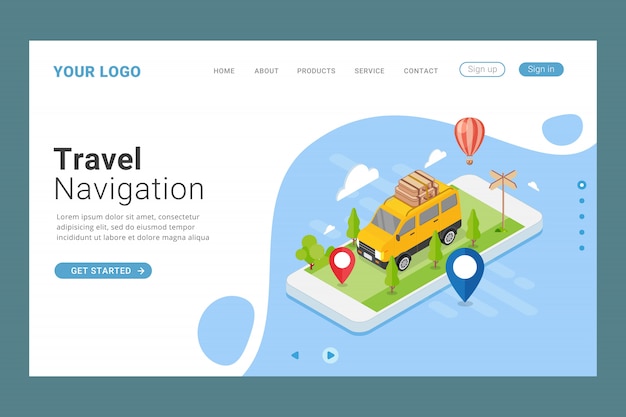 Travel navigation landing page template