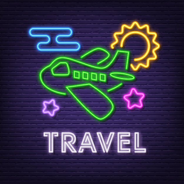 Travel neon signboard