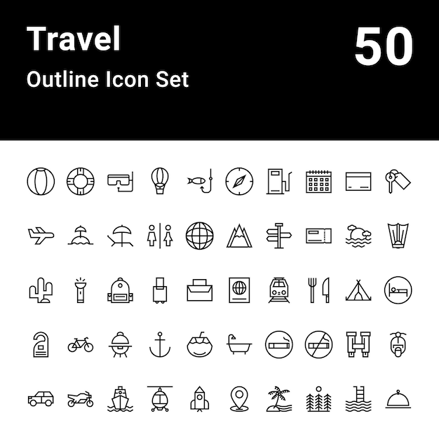 Travel Outline Icon Set