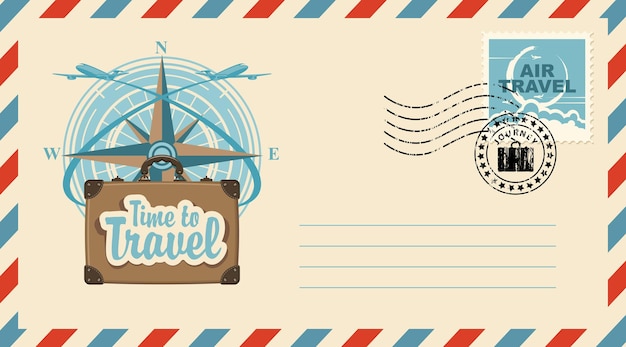 Vector travel postal envelope