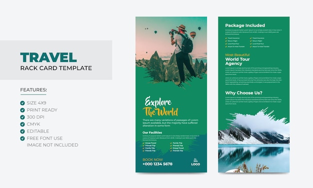 Travel Rack Card or Dl Flyer Template DoubleSided Tour Poster Leaflet Design Template